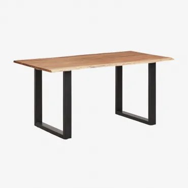 Mesa De Jantar Retangular Em Madeira De Acácia Sami Preto & 160x90 Cm - Sklum