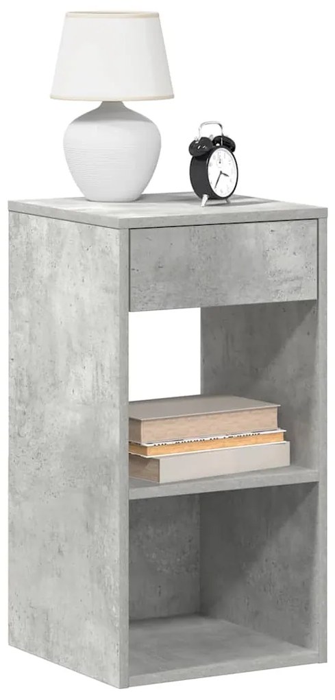 Mesa de cabeceira com gaveta 35x34x66,5 cm cinzento cimento