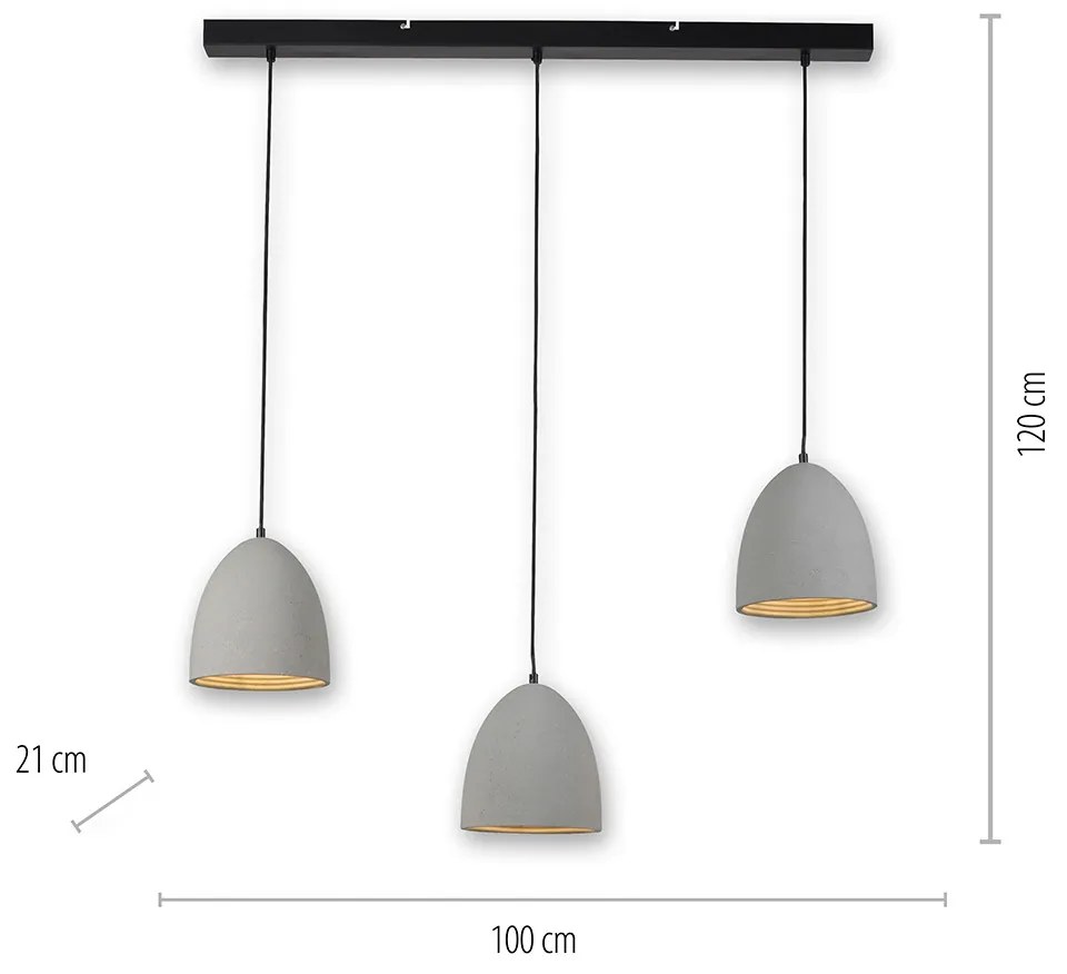 Moderne hanglamp zwart met grijs beton 3-lichts - Eton Moderno