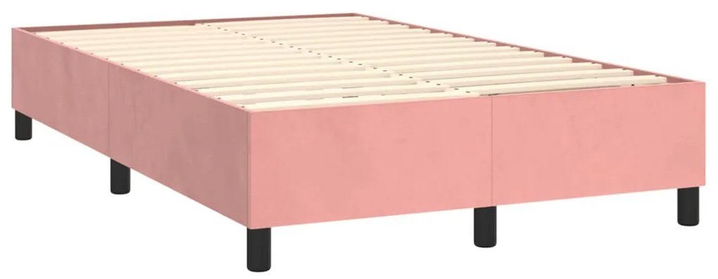 Cama boxspring com colchão 120x200 cm veludo rosa