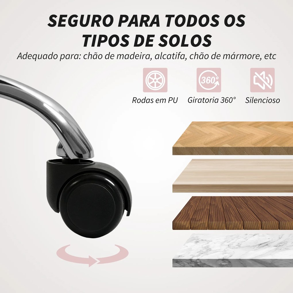 Cadeira de Escritório com Encosto Alto Cadeira para Secretária com Altura Ajustável Função Inclinável 61x62x106-116 cm Branco