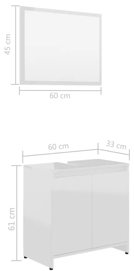 Conjunto móveis casa de banho contraplacado branco brilhante