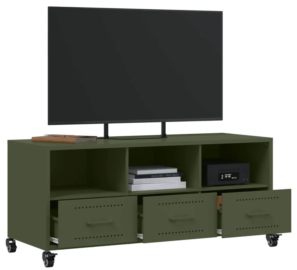 Móvel de TV 100,5x39x43,5 cm aço verde-azeitona