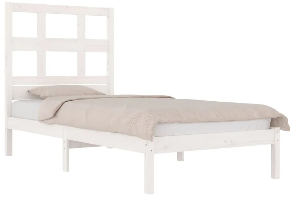 Cama sem colchão 90x200 cm madeira de pinho maciça branco