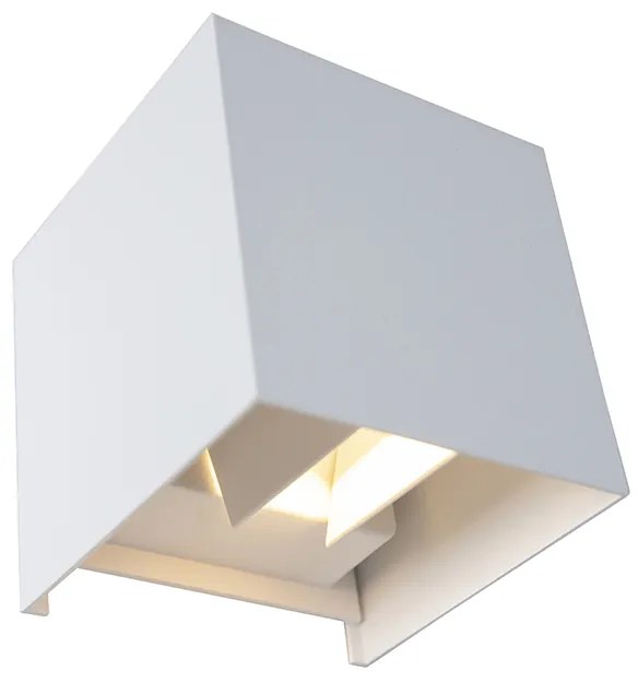 Candeeiro de parede exterior branco com LED 2 luzes IP54 - Edwin Moderno