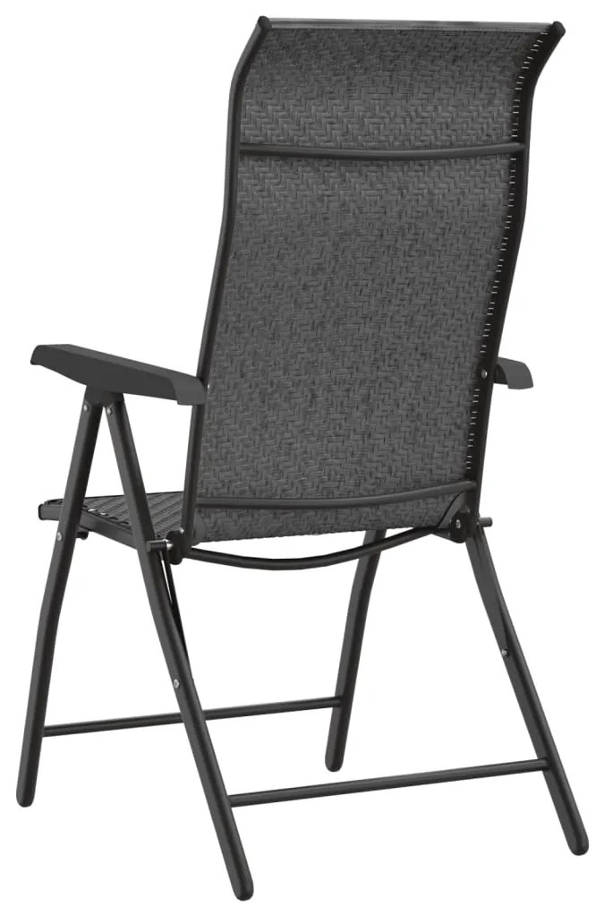 Cadeiras de jardim dobráveis 2 pcs vime PE cinzento