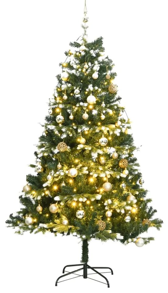 vidaXL Árvore Natal artificial articulada c/ 300 luzes LED+bolas 180cm