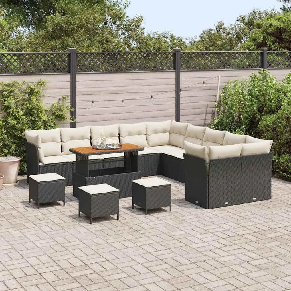 Conjunto de Sofá para Jardim de 14 Peças com Almofadas Rattan Sintétic