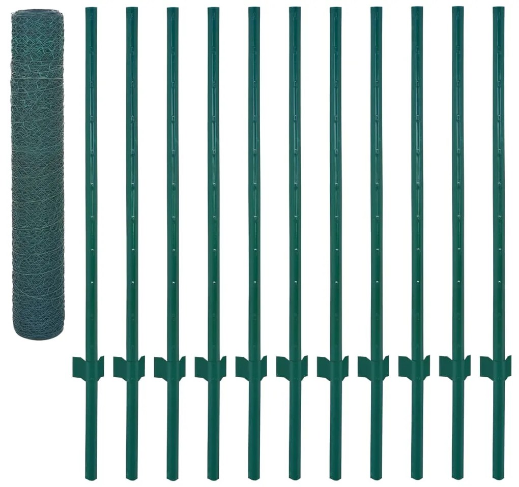 Cerca de arame com postes aço 25x1 m verde