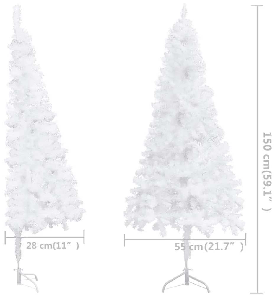 Árvore de Natal artificial de canto 150 cm PVC branco