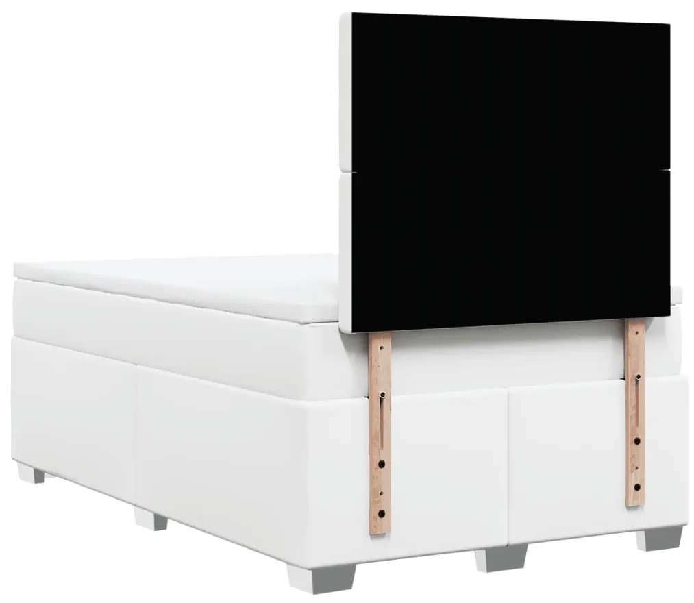 Cama com molas/colchão 120x200 cm couro artificial branco
