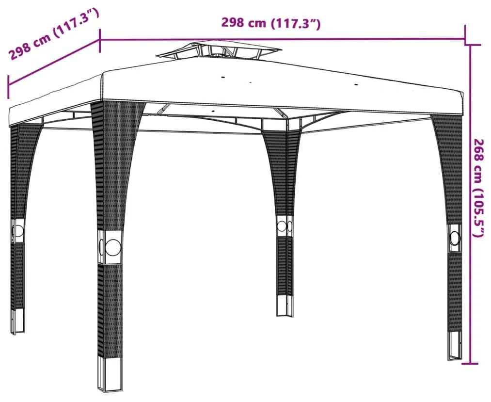 Gazebo com telhado duplo 2,98x2,98 m aço creme