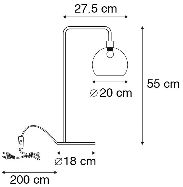 Candeeiro de mesa moderno em latão com cúpula fumê - Maly Art Deco,Moderno