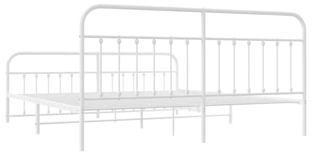 Estrutura de cama com cabeceira e pés 200x200 cm metal branco