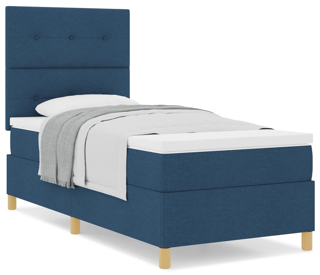 Cama Box com Colchão Azul 80x200 cm Tecido