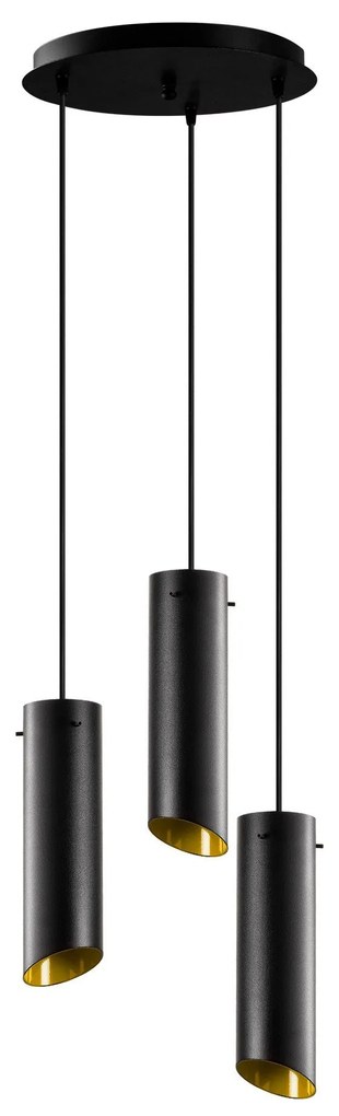 Candeeiro Chandelier Sivani – Preto e Amarelo – Diâmetro 35 cm, Altura