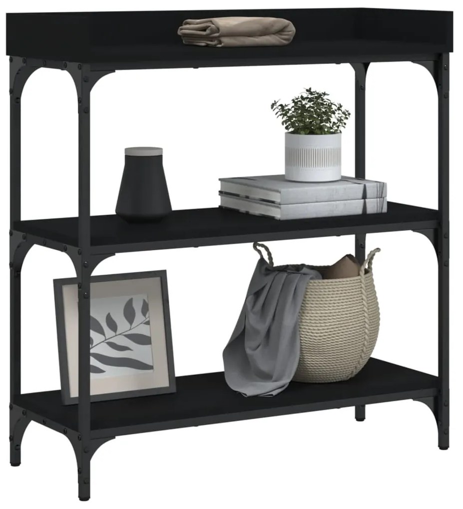 Mesa consola c/ prateleiras 75x30x80 cm preto