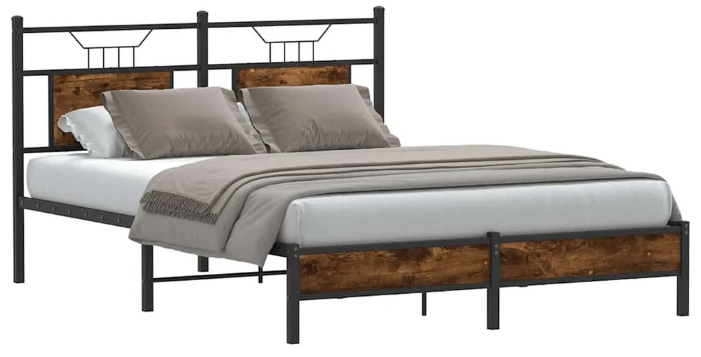 Estrutura de cama s/ colchão derivados madeira carvalho fumado