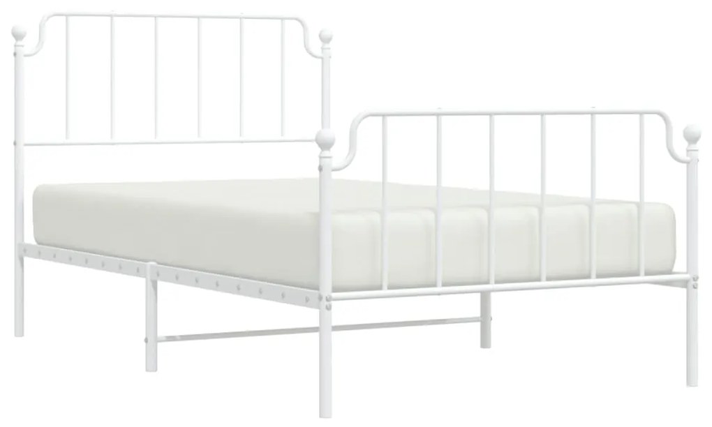 Estrutura de cama com cabeceira e pés 107x203 cm metal branco