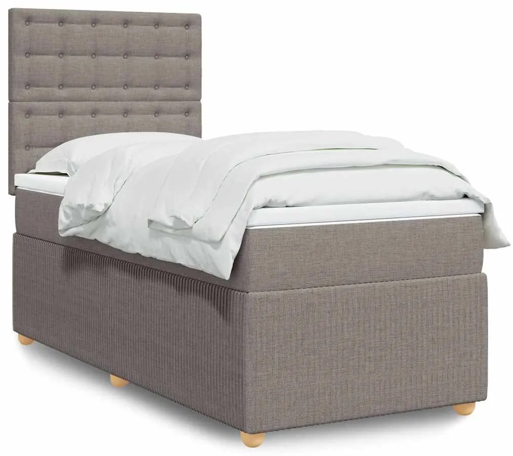 Cama com molas/colchão 80x200 cm tecido castanho-acinzentado