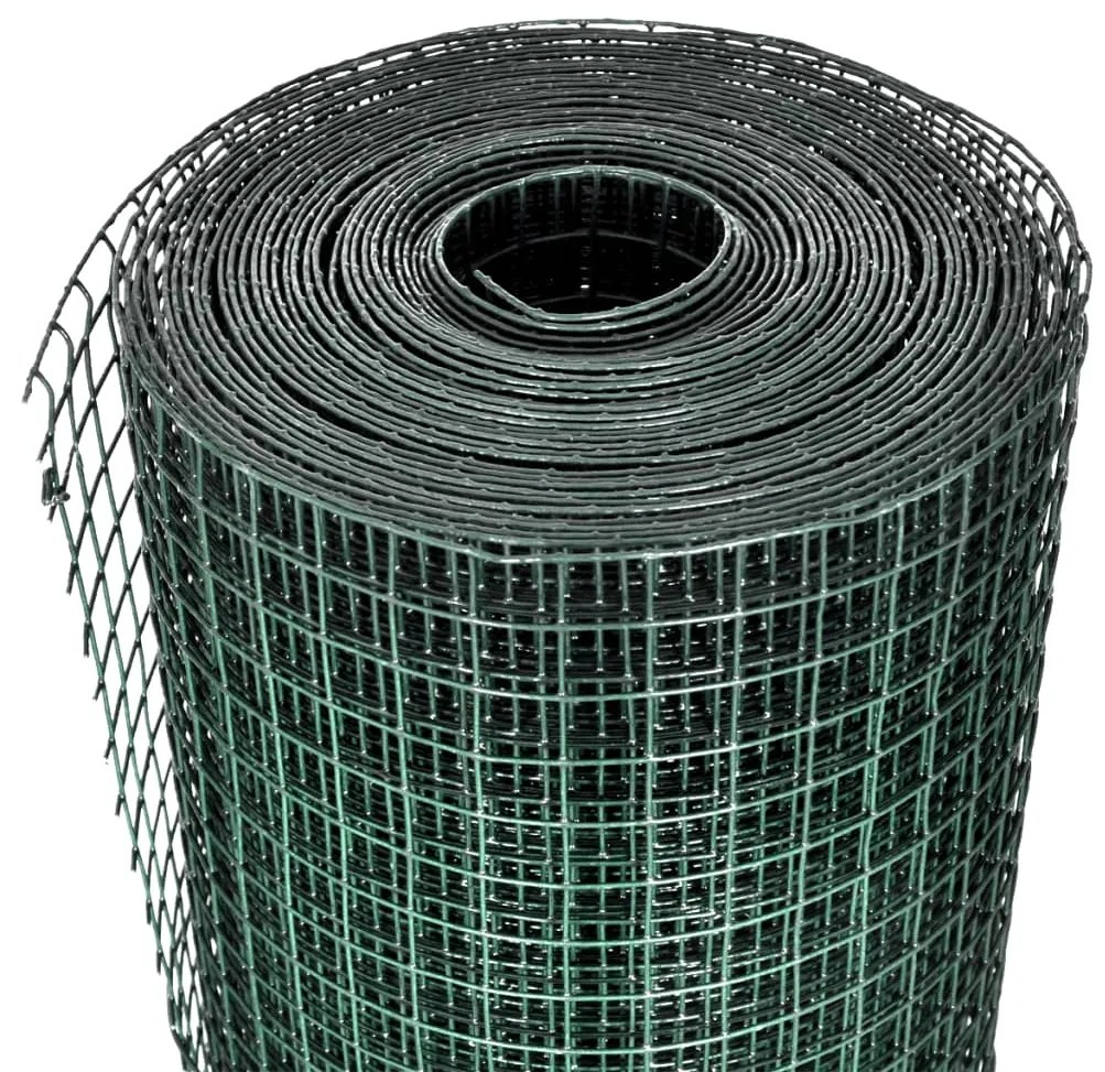 Cerca arame p/ galinheiro c/ revestimento PVC 25x1 m aço verde