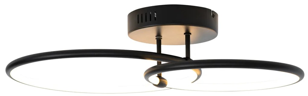Candeeiro de teto preto com LED regulável em 3 etapas 2 luzes - Joaniqa Moderno