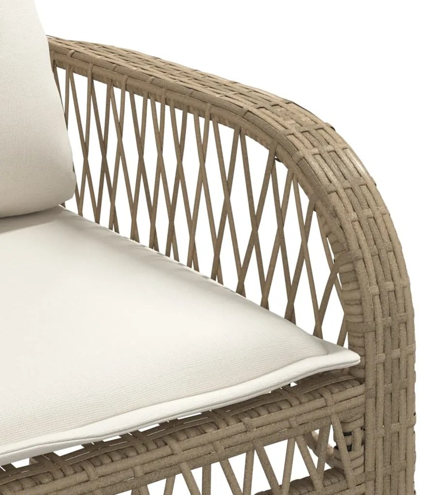 4 pcs conjunto de sofás para jardim c/ almofadões vime PE bege