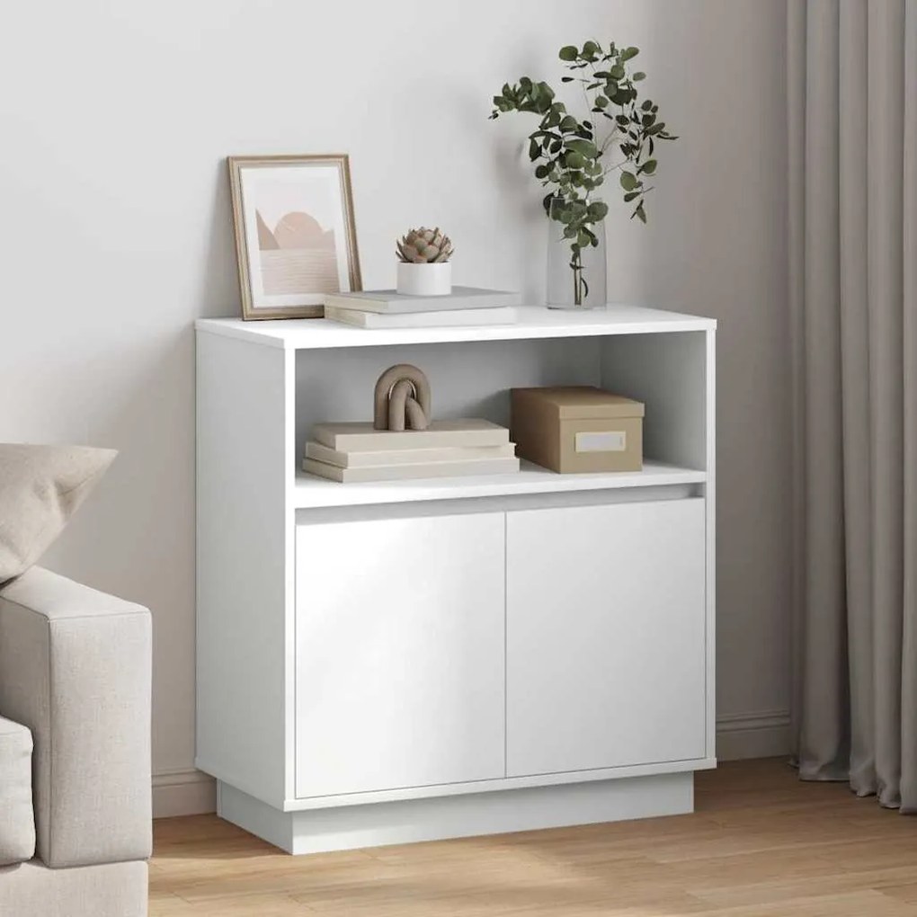 Sideboard com LED Branco 71x34,5x75 cm Madeira Engenharia