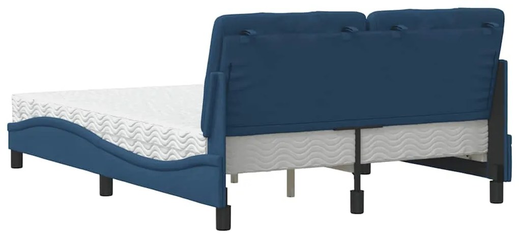 Cama com colchão 140x200 cm tecido azul