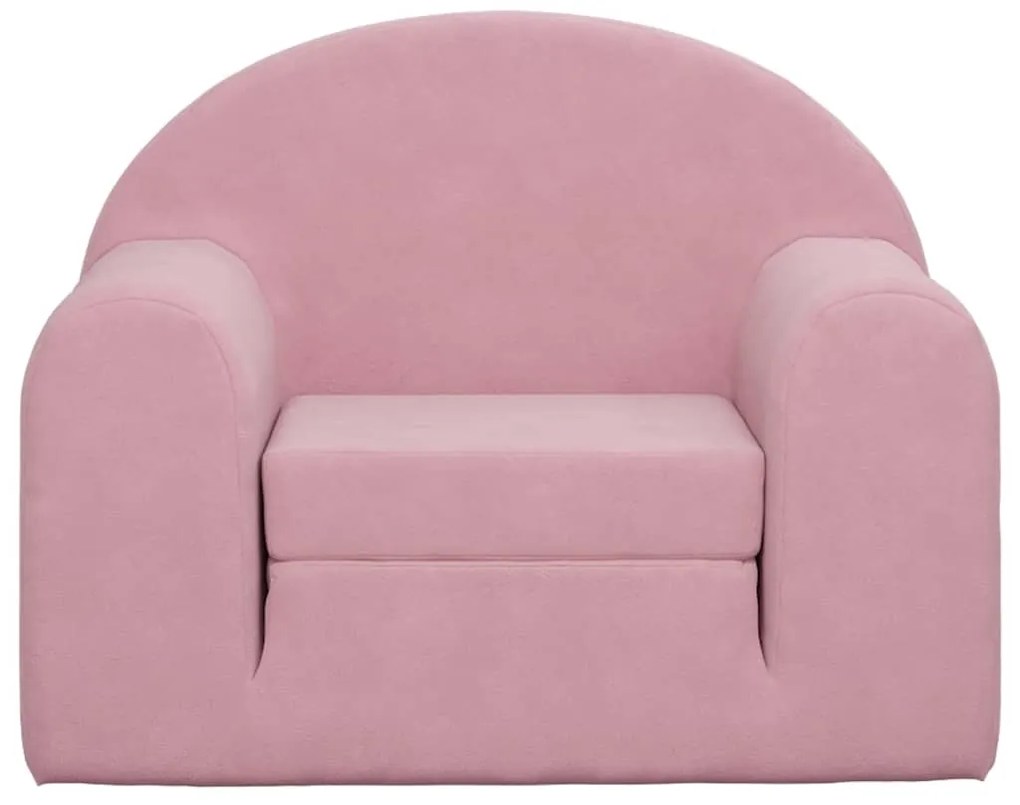 Sofá-cama infantil de pelúcia rosa