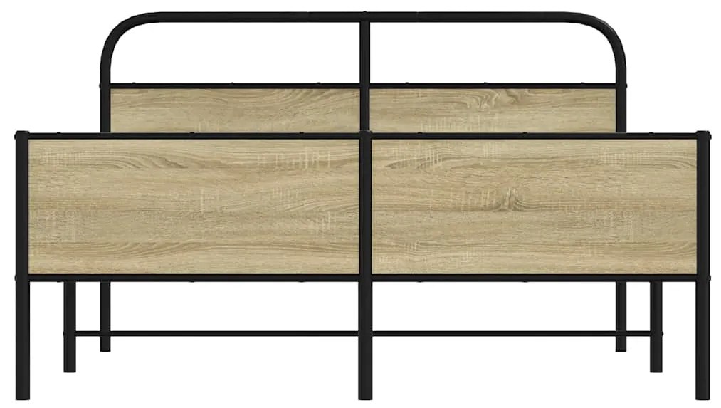 Estrutura de cama sem colchão 150x200cm metal carvalho sonoma