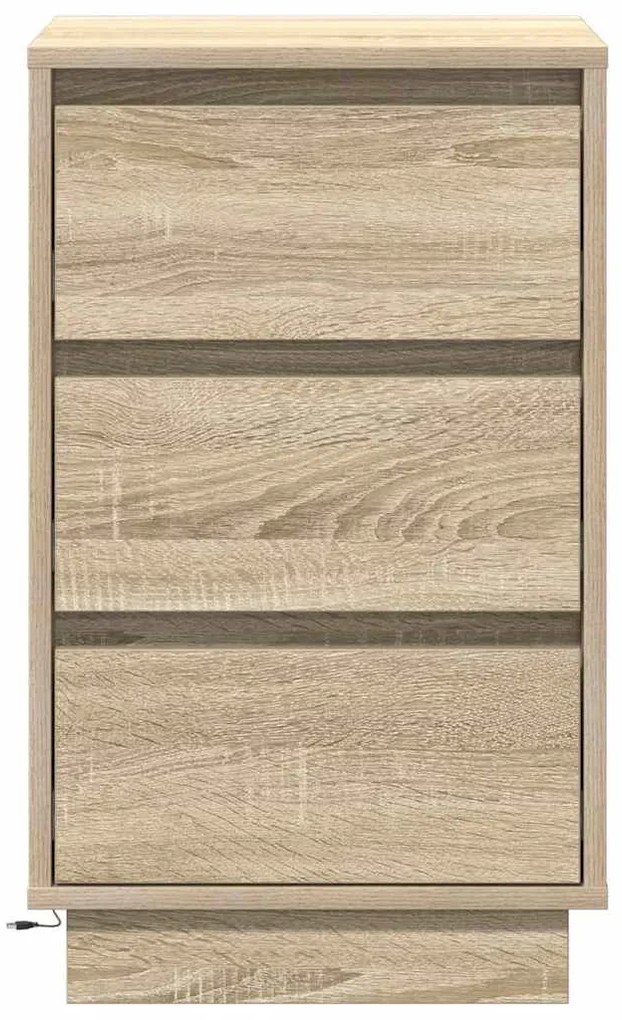Gabinete de cabeceira com LED Carvalho Sonoma 39x34,5x65 cm Madeira En