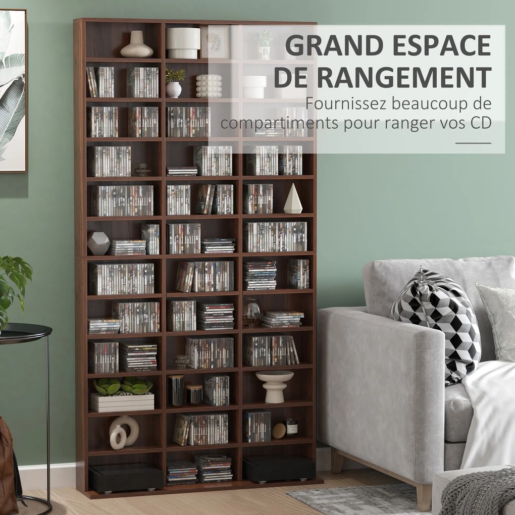 Organizador para CD e DVD, estante de arrumação, capacidade máxima de 1116 CD/528 DVD, 36 compartimentos e prateleiras ajustáveis, para escritório, sa