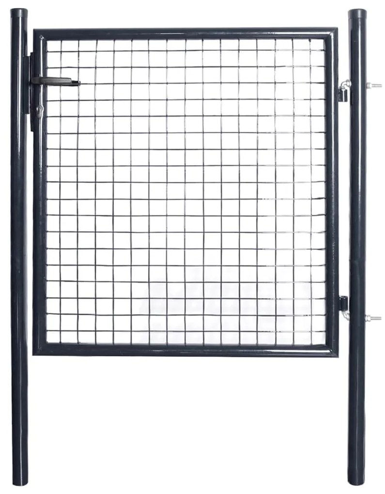 vidaXL Portão de jardim em tela de aço galvanizado 100x100 cm cinza