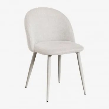 Pack De 2 Cadeiras De Jantar Kana Deluxe Toupeira Claro & Tecido Branco Quebrado - Sklum