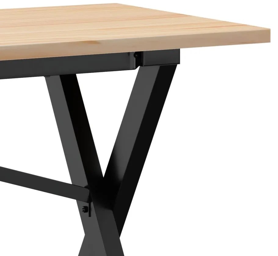 Mesa de centro estrutura em X 160x40x45cm pinho e aço