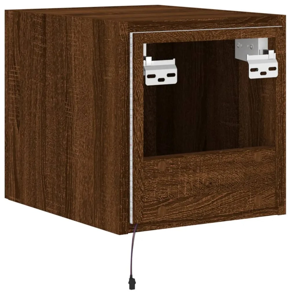 Móvel de parede p/ TV c/ luzes LED 30,5x35x30 carvalho castanho
