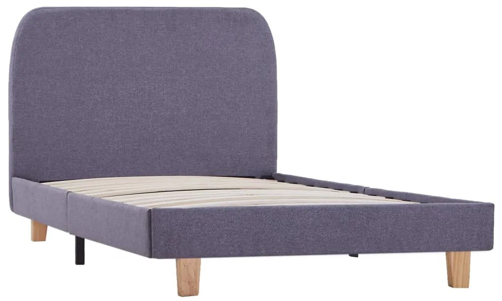 Estrutura de cama em tecido 90x200 cm cinzento-claro