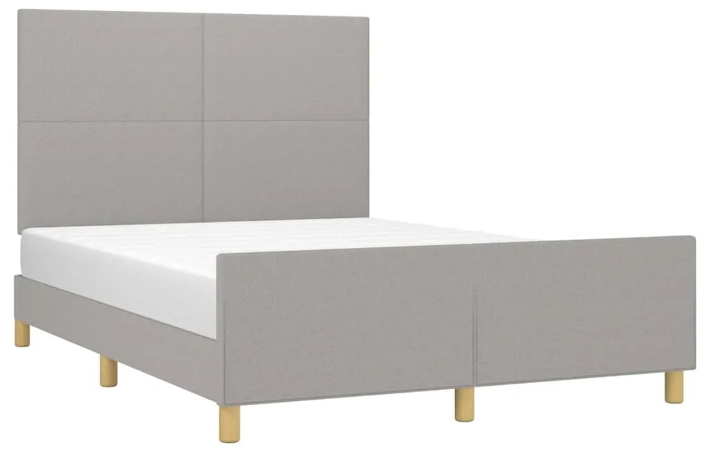 Estrutura de cama com cabeceira 140x200 cm tecido cinza-claro