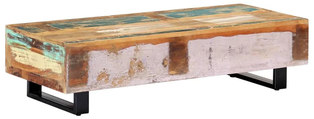 Mesa de centro 120x50x30 cm madeira recuperada maciça e aço