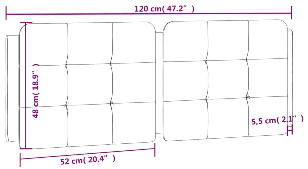 Almofadão de cabeceira 120 cm couro artificial preto e branco