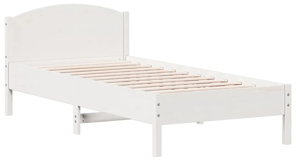 Cama com estante sem colchão 75x190 cm pinho maciço branco