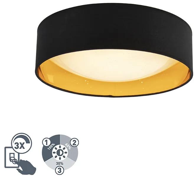Candeeiro de teto design preto com ouro 40 cm incl. LED - Drum Combi Design