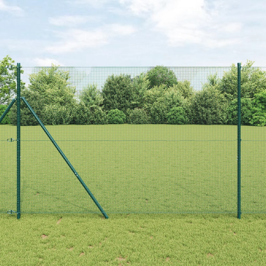 vidaXL Cerca de Fio Soldado Verde 1,5 x 25 m Aço