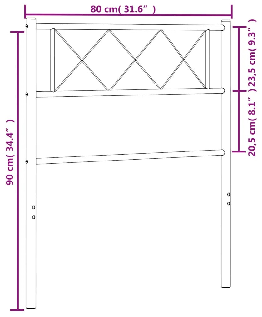 Cabeceira de cama 75 cm metal preto