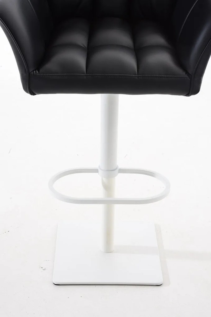 Banco de bar Damaso em couro sintético e com estrutura branca 64 x 88-113 x 45 cm Preto