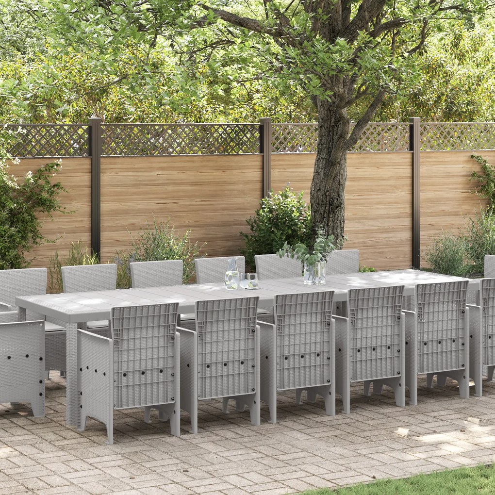 Conjunto de Jantar de 15 Peças vidaXL para Jardim com Almofadas Cinzen