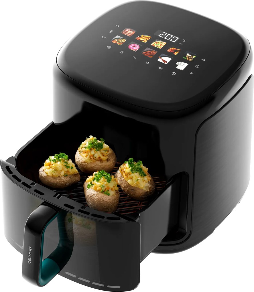 Fritadeira de ar Cecofry&Grill Smokin'Prime 8500 com resistência dupla para um dourado perfeito e sabor a grelhado em carnes, capacidade de 8,5 litros