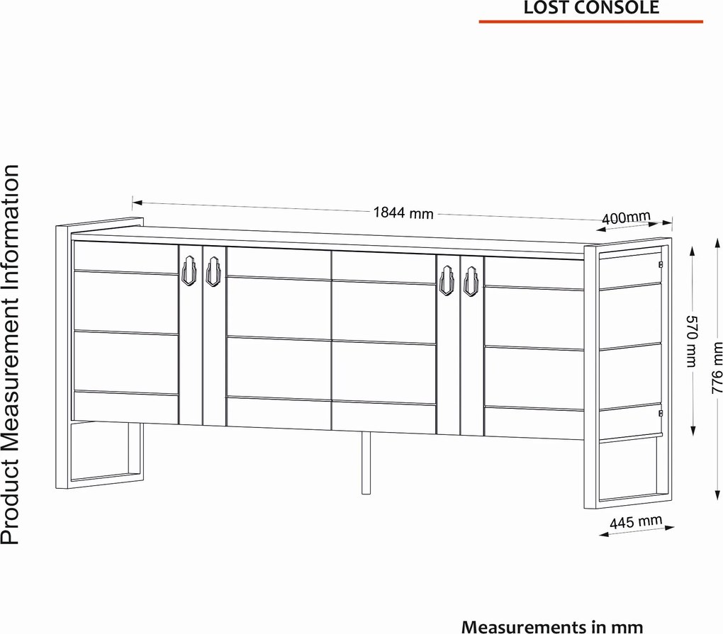 Aparador Lost – Branco e Dourado (180 x 77,6 x 44,5 cm) | Elegância e
