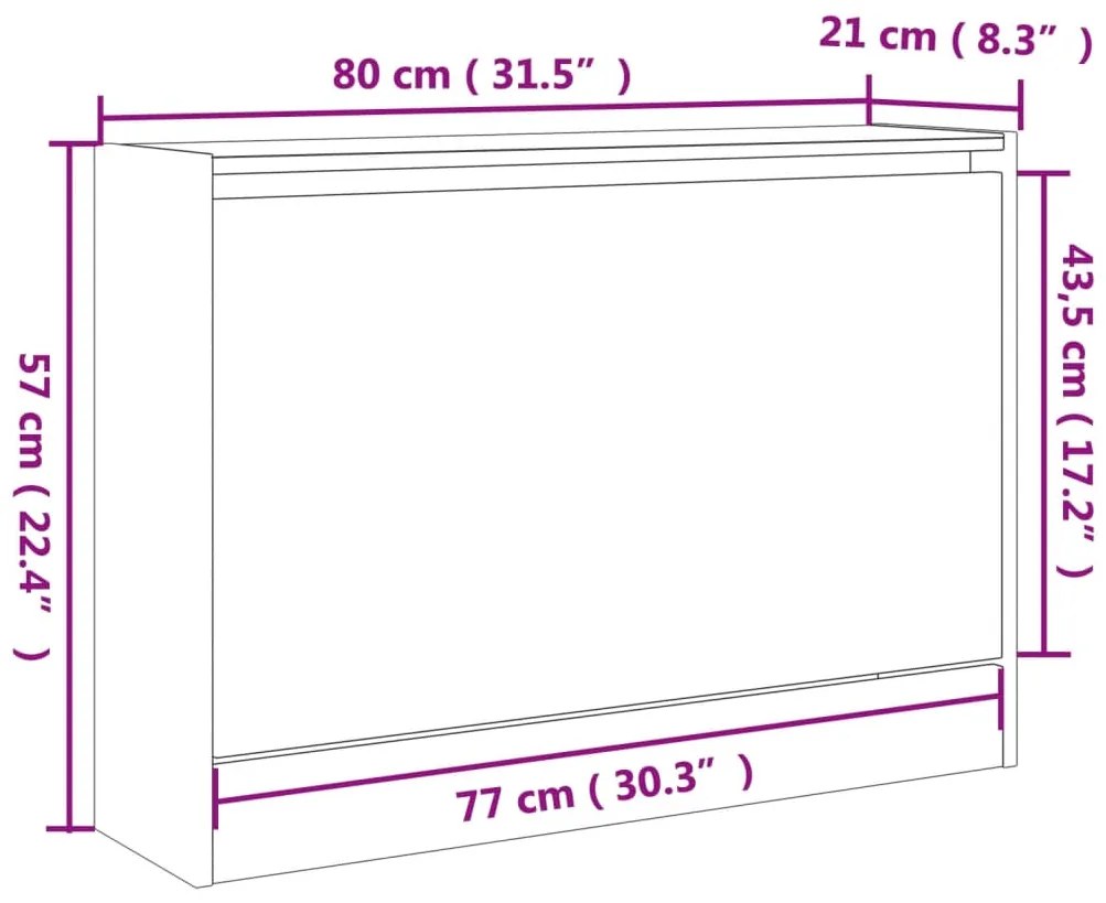 Sapateira 80x21x57 cm derivados de madeira sonoma cinza